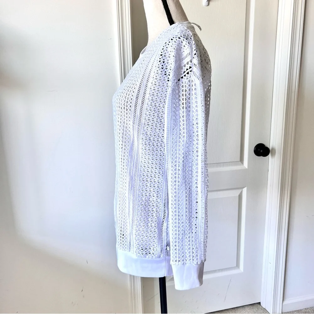 FABLETICS Sophie Crocheted Open Knit Long Sleeve Sweater—SZ. XS